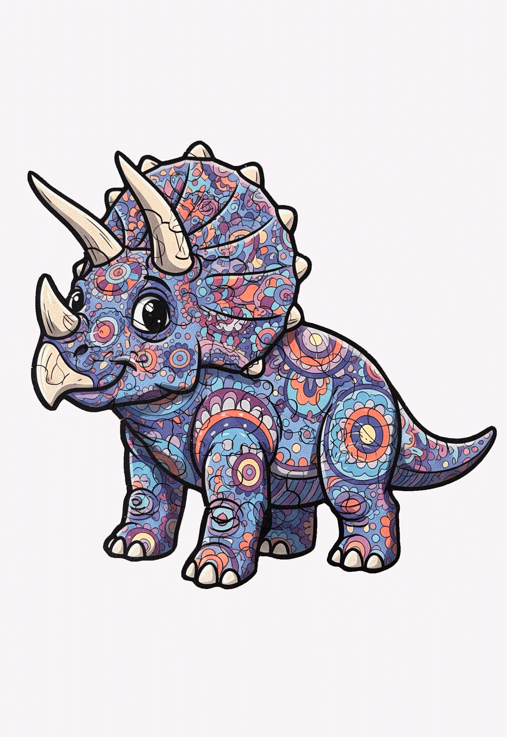 Dino Blue Triceratops Kinder Holzpuzzle