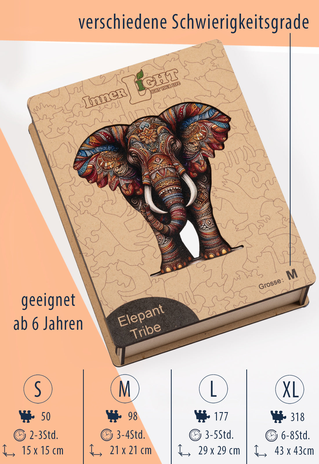 Elephant Tribe – Detailreiches Elefantenmotiv als hochwertiges Holzpuzzle