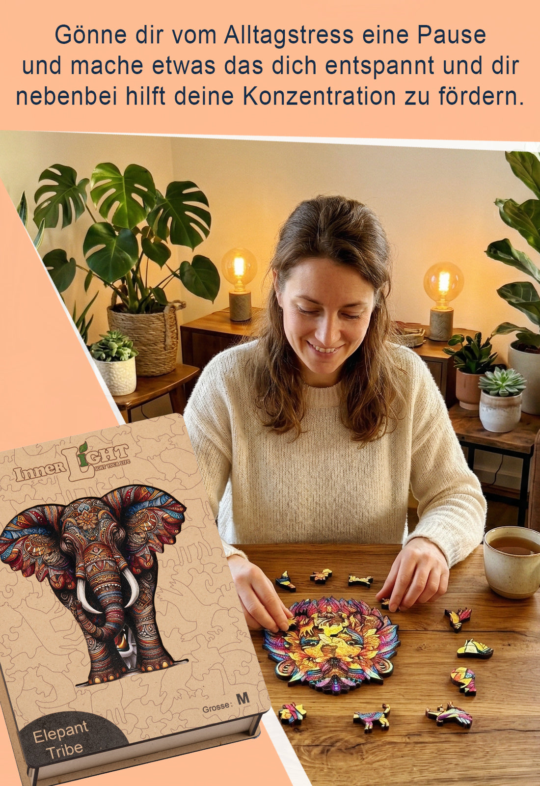 Elephant Tribe – Detailreiches Elefantenmotiv als hochwertiges Holzpuzzle
