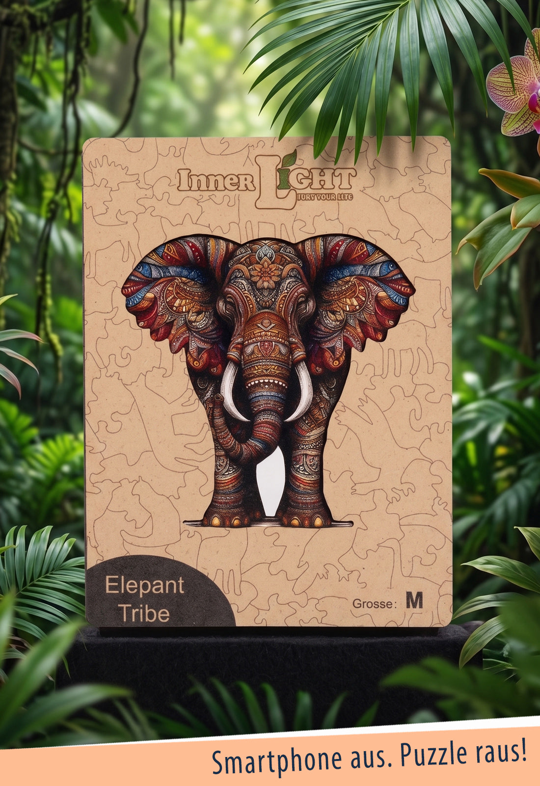 Elephant Tribe – Detailreiches Elefantenmotiv als hochwertiges Holzpuzzle