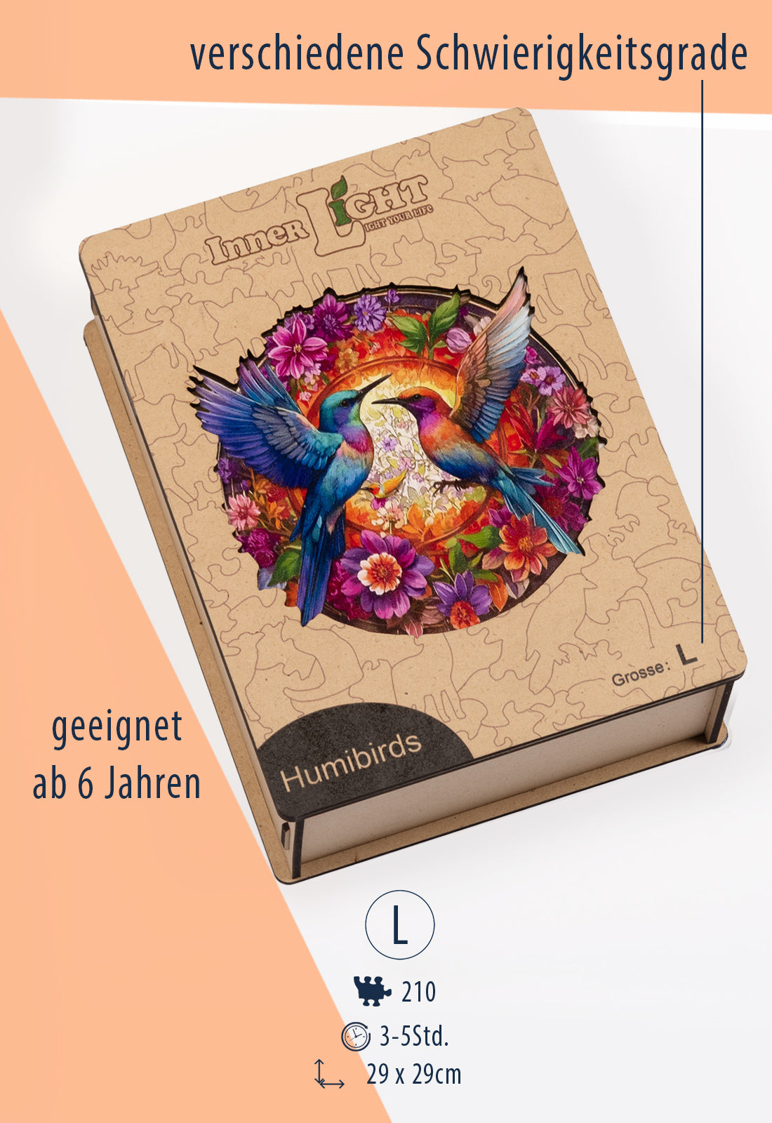 Humibirds – Farbenfrohes Kolibri-Motiv als hochwertiges Holzpuzzle
