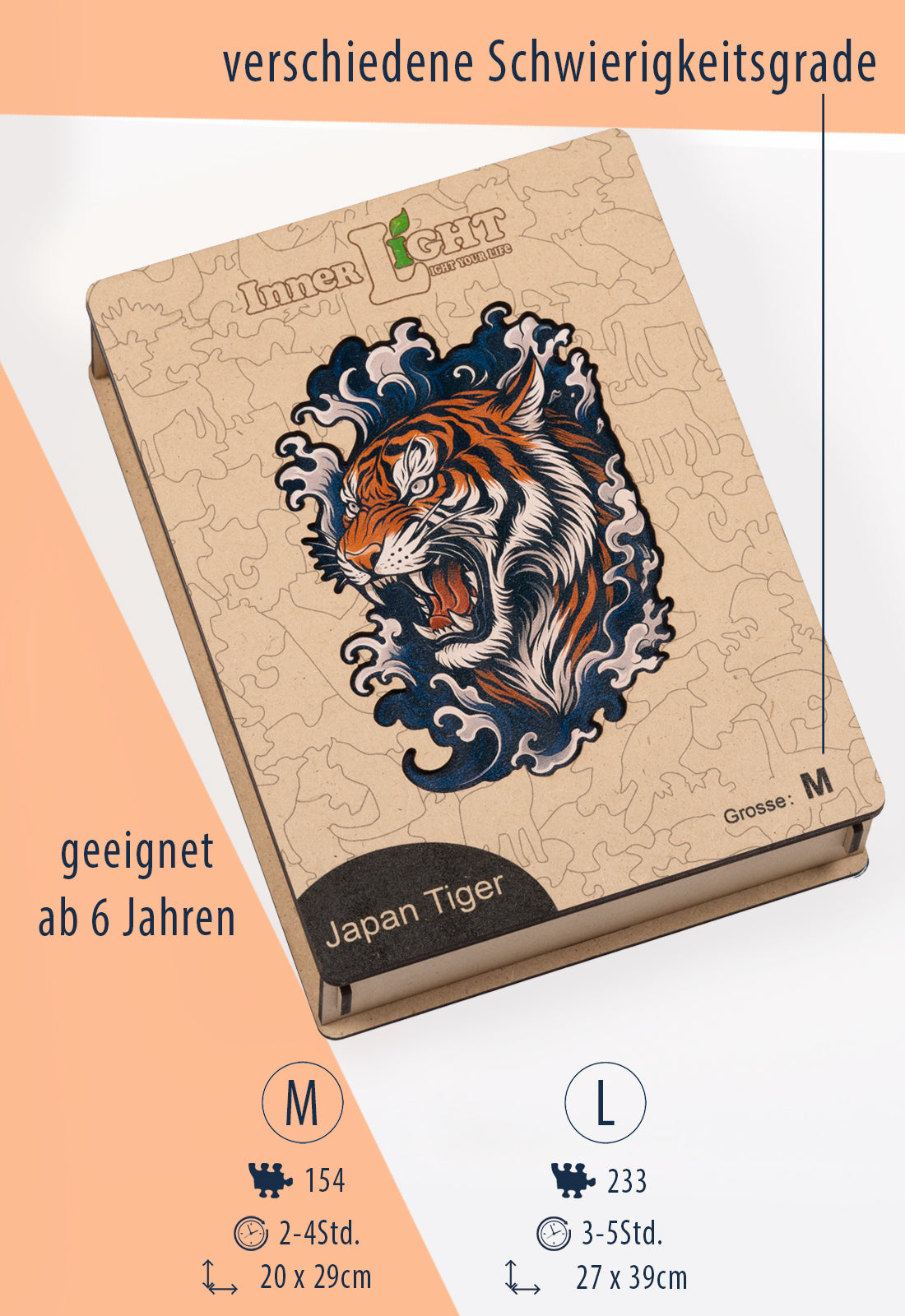 Japan Tiger – Dynamisches Tigermotiv als hochwertiges Holzpuzzle