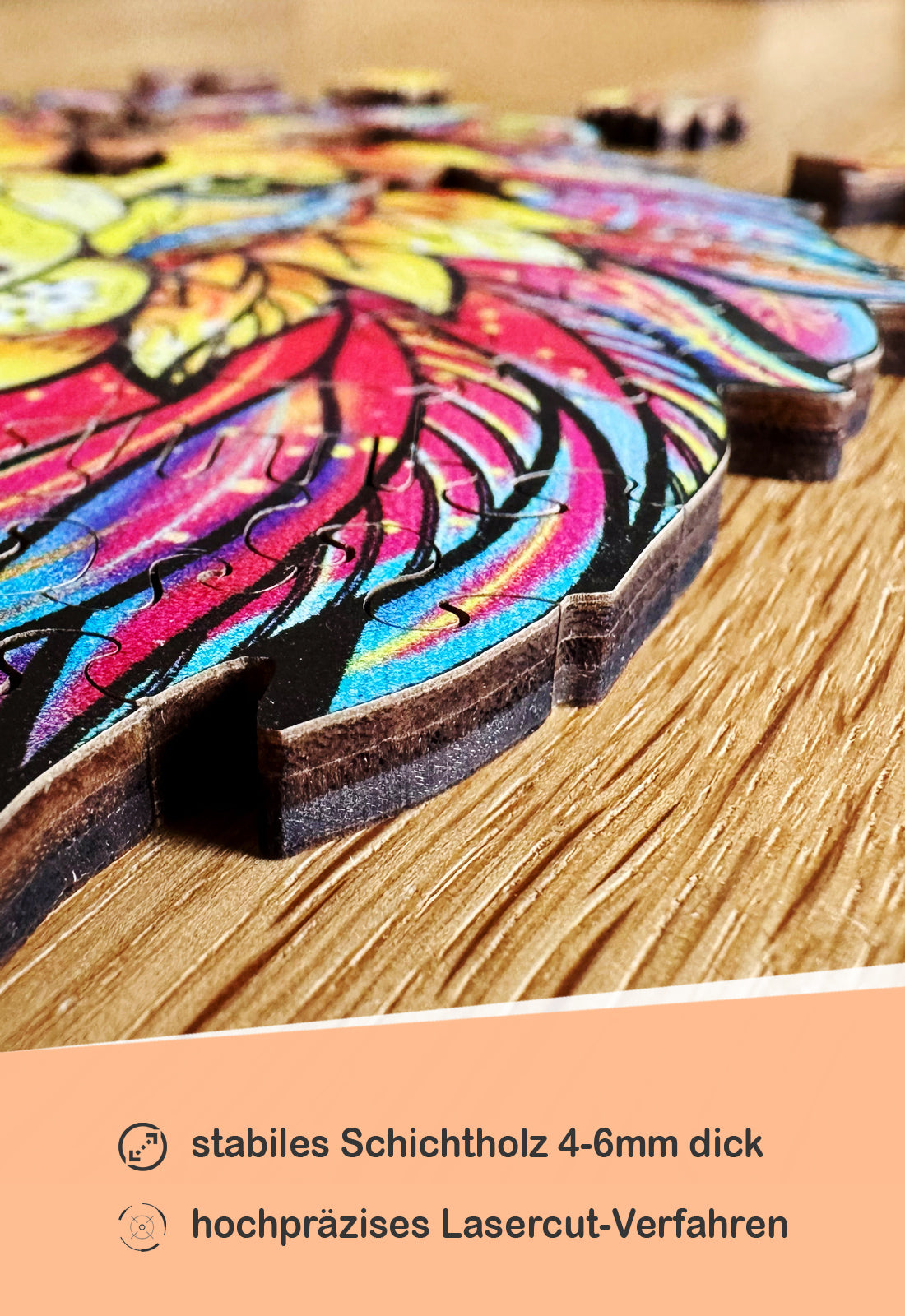 Cat Rainbow – Farbenfrohes Katzenmotiv als hochwertiges Holzpuzzle
