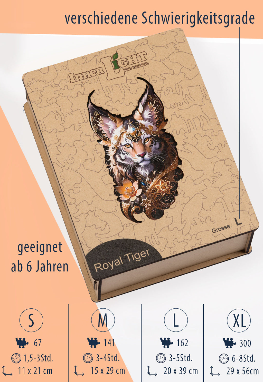 Royal Tiger – Elegantes Tigerporträt als hochwertiges Holzpuzzle