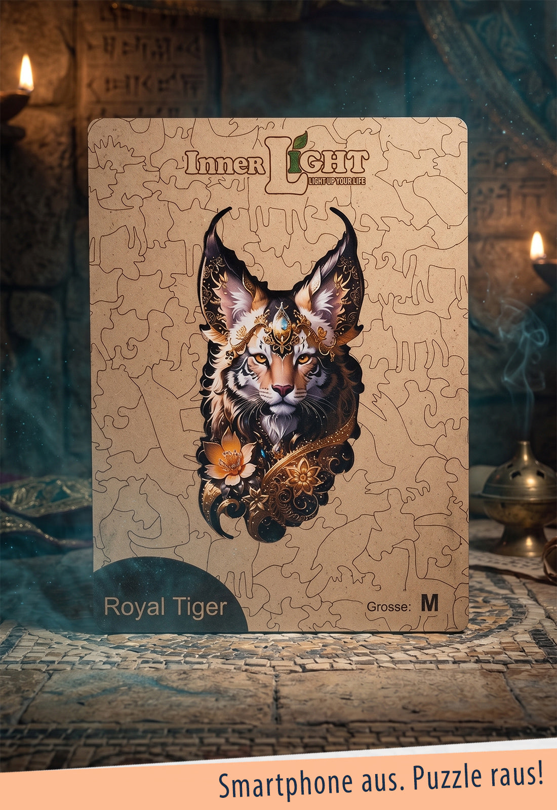 Royal Tiger – Elegantes Tigerporträt als hochwertiges Holzpuzzle
