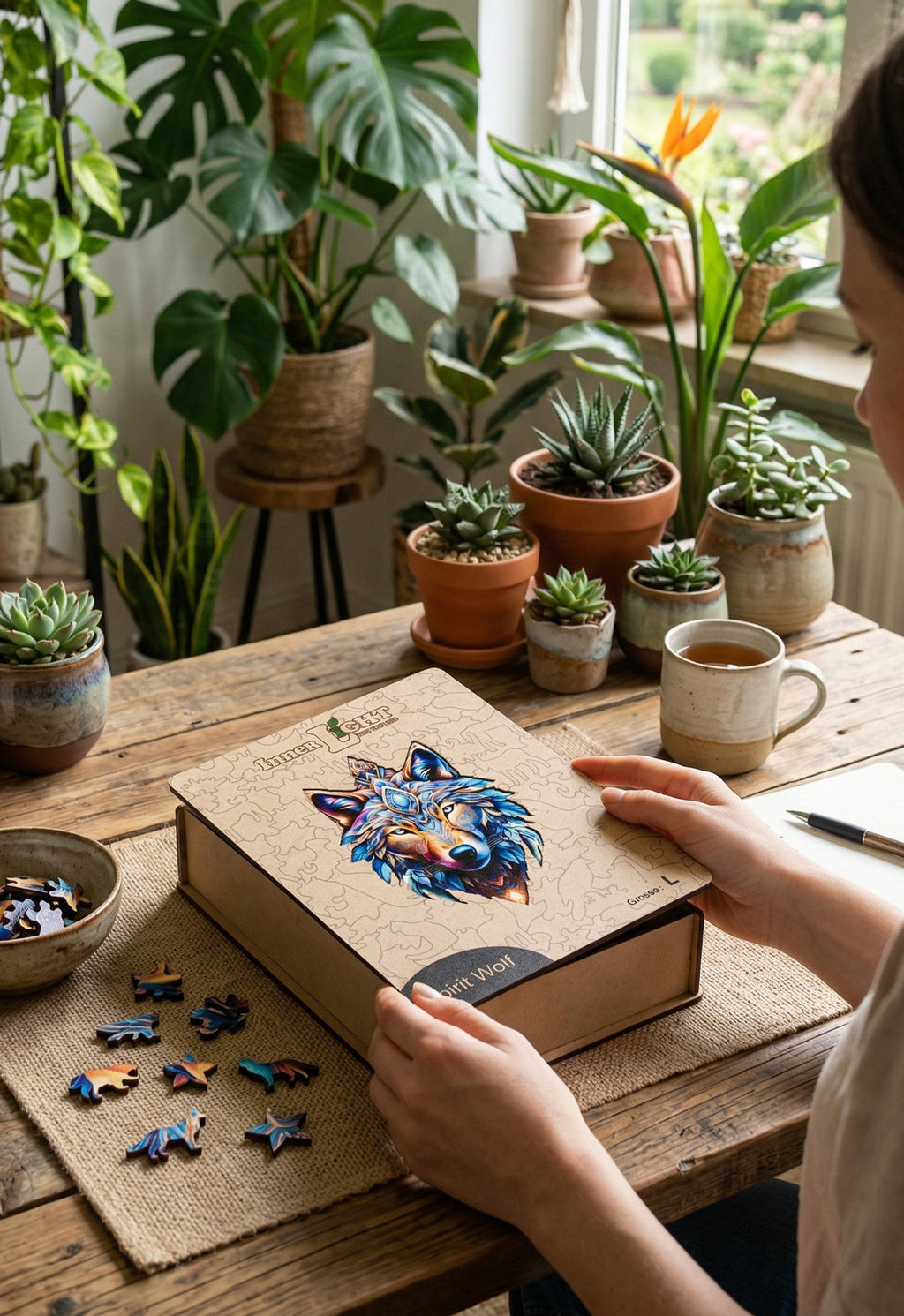 Spirit Wolf – Mystisches Wolfsmotiv als hochwertiges Holzpuzzle