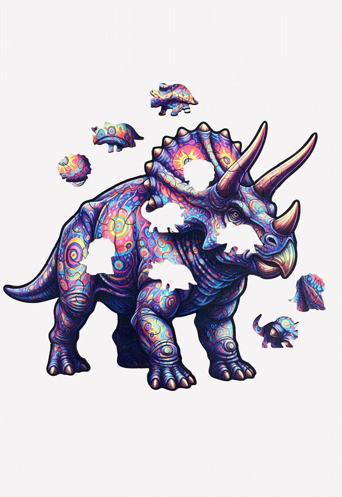 Dino Triceratops Kinder Holzpuzzle