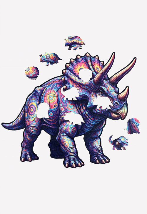 Dino Triceratops Kinder Holzpuzzle